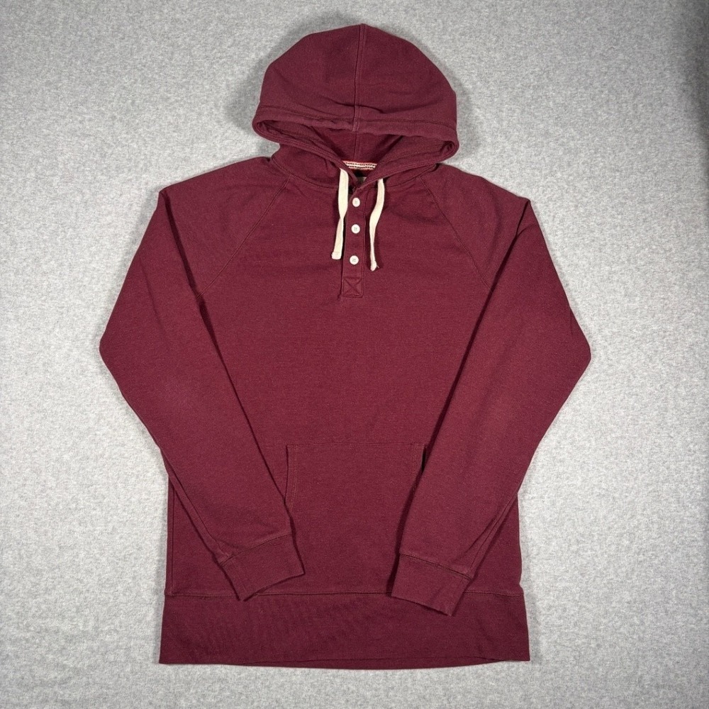 The Normal Brand Pullover Hoodie Men's Large Tall Maroon 3-Button Henley Stretch